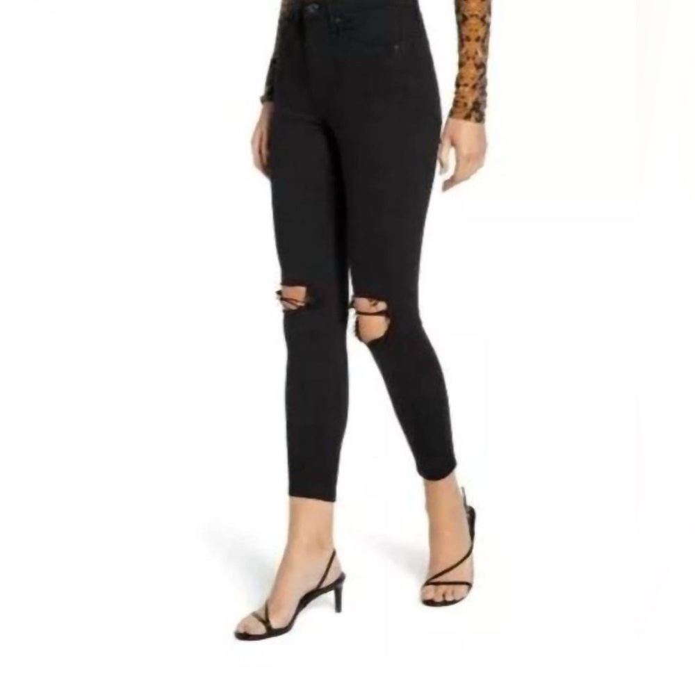 Topshop Black Skinny High-Waisted ‘Jamie’ Shop Jeans with rips in knees